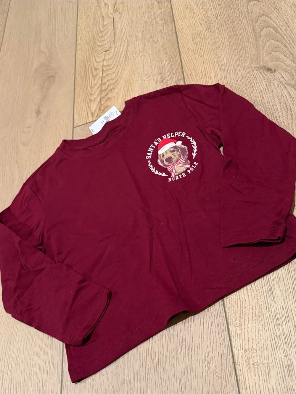 GAP Kids Long-Sleeve Graphic Tee - Burgundy Santa's Helper